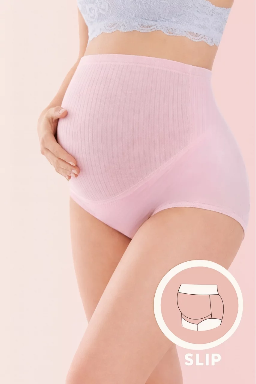 Majtki ciążowe bawełniane powder rose bezuciskowe regulowane